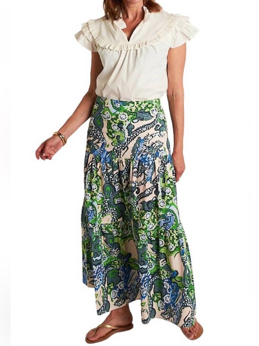 CK BRADLEY Silla Top in Off White Ruffle Coastal Contemporary.      16